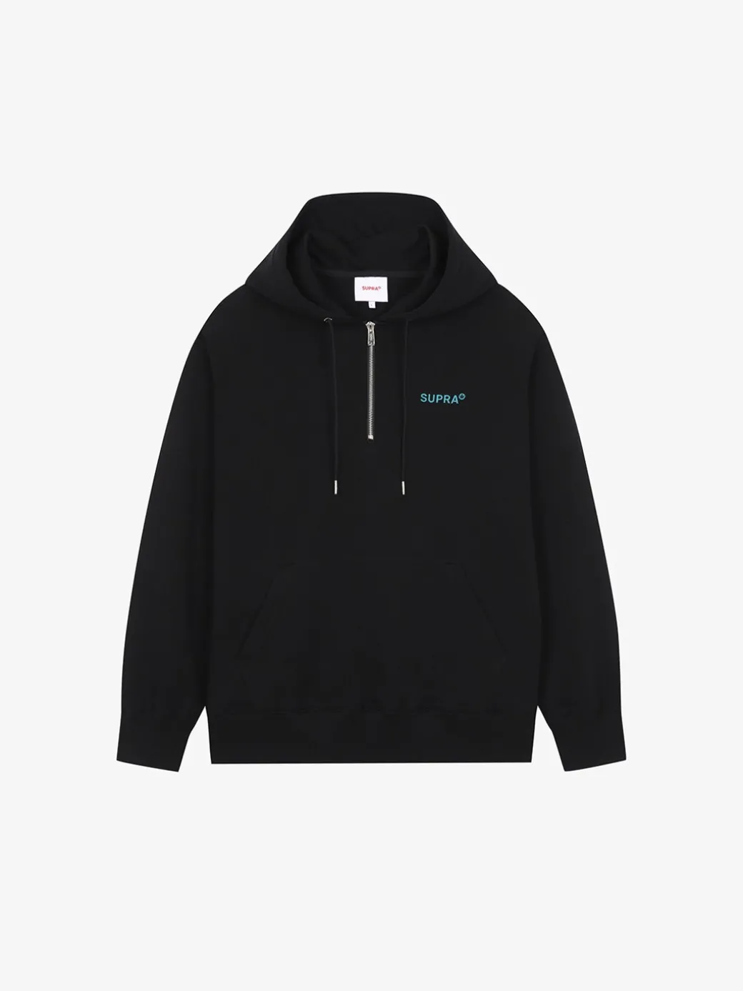 ESSENTIAL BASIC SMALL LOGO OVER FIT HALF ZIP HOODIE