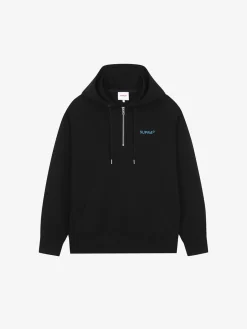 ESSENTIAL BASIC SMALL LOGO OVER FIT HALF ZIP HOODIE