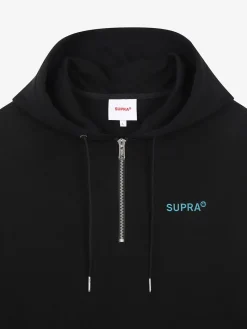 ESSENTIAL BASIC SMALL LOGO OVER FIT HALF ZIP HOODIE