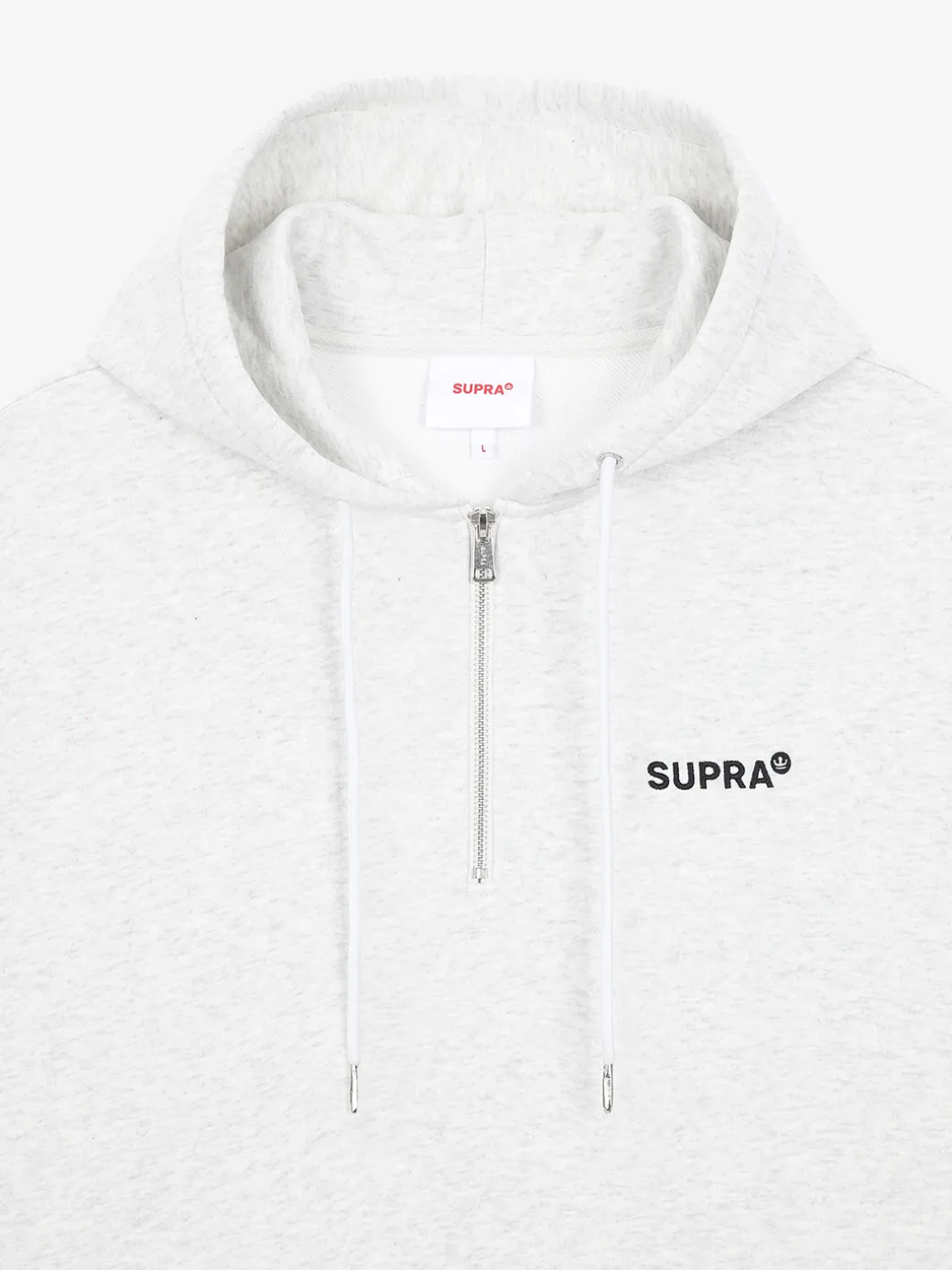 ESSENTIAL BASIC SMALL LOGO OVER FIT HALF ZIP HOODIE