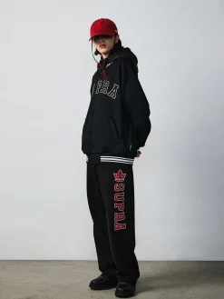 VARSITY BIG LETTERING SEMI WIDE PANTS