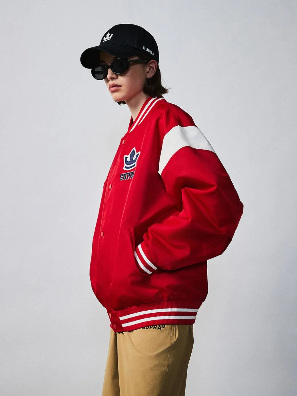 VARSITY SHOULDER BLOCK NYLON VARSITY JACKET